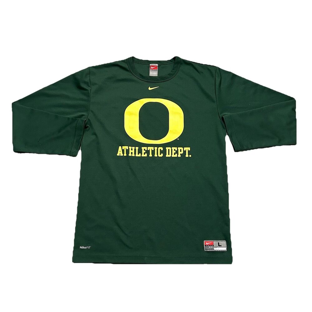 Vintage Nike Oregon Ducks Shirt Mens L Y2K Green Yellow Long Sleeve Athletic Vtg